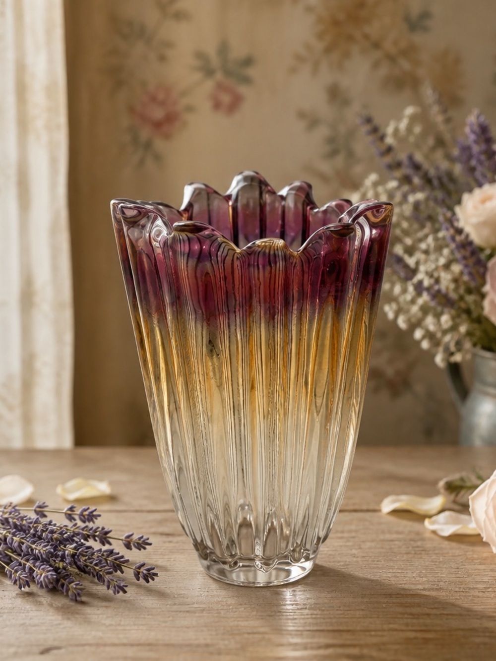 Vintage 1950s Federal Glass Celestial Iridescent Carnival Glass Vase